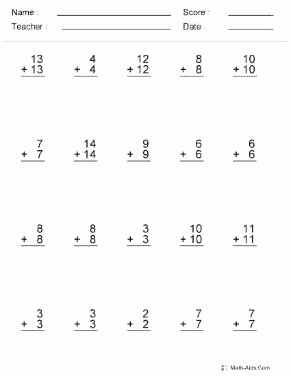 Doubles Addition Facts Worksheets Math Facts Worksheets 1st Grade Doubles Mixed Addition and