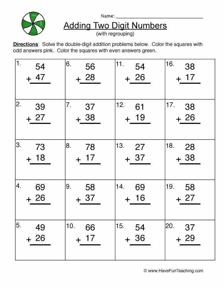 Doubles Addition Worksheet Addition with Regrouping Worksheets
