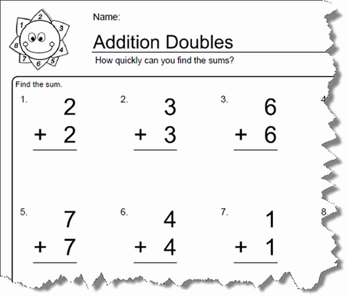 Doubles Math Facts Worksheets Worksheets for Elementary Math Doubles Addition