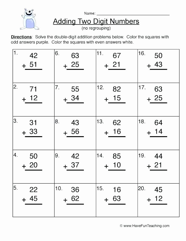 Doubles Math Worksheet Double Digit Subtraction with Regrouping Worksheets 2 Digit