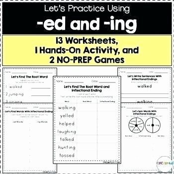 Ed and Ing Worksheets Ing Word Family Worksheets