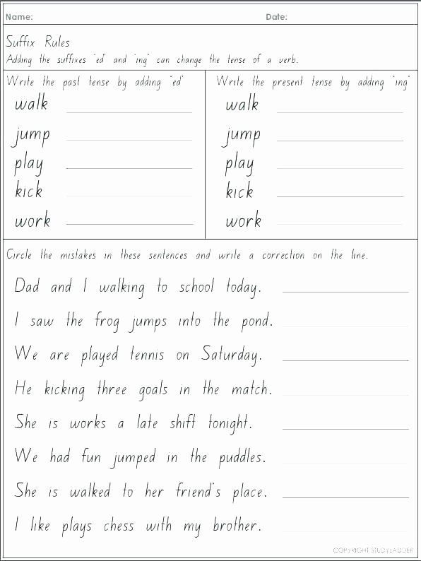 Ed Ing Worksheets Adjectives In Ed and 1 Worksheet Worksheets Grade Ed and Ing