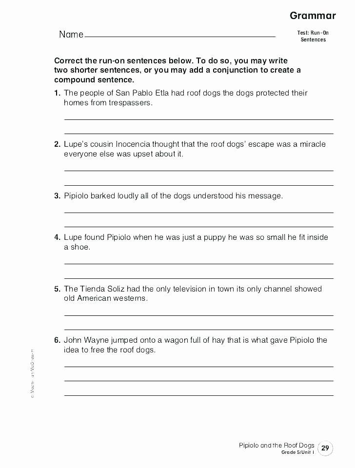 Editing and Proofreading Worksheets Sentence Bining Practice Worksheets Conjunction for Grade