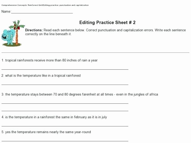 Editing Worksheet 2nd Grade Grammar Capitalization Worksheets Grammar Capitalization