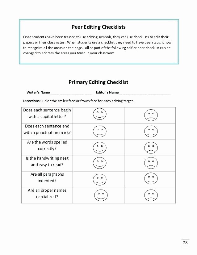 Editing Worksheet Middle School Peer Editing Worksheets High School – Primalvape