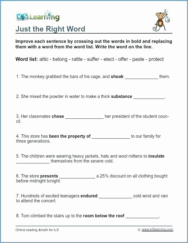 Eighth Grade Vocabulary Worksheets Fourth Grade Vocabulary Worksheets