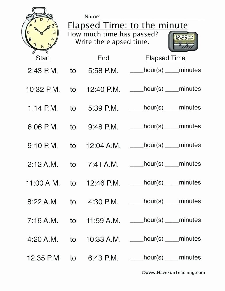 Elapsed Time 3rd Grade Worksheets Easy Elapsed Time Worksheets