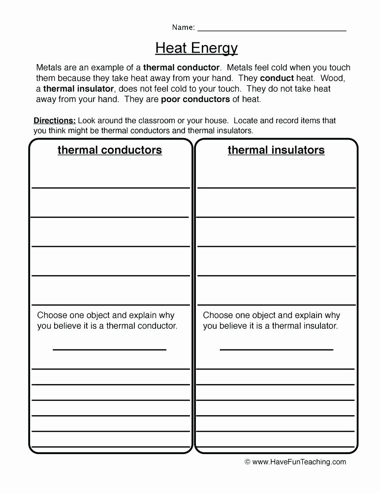 Energy Worksheets for 3rd Grade Resources Science Energy Worksheets Heat Worksheet