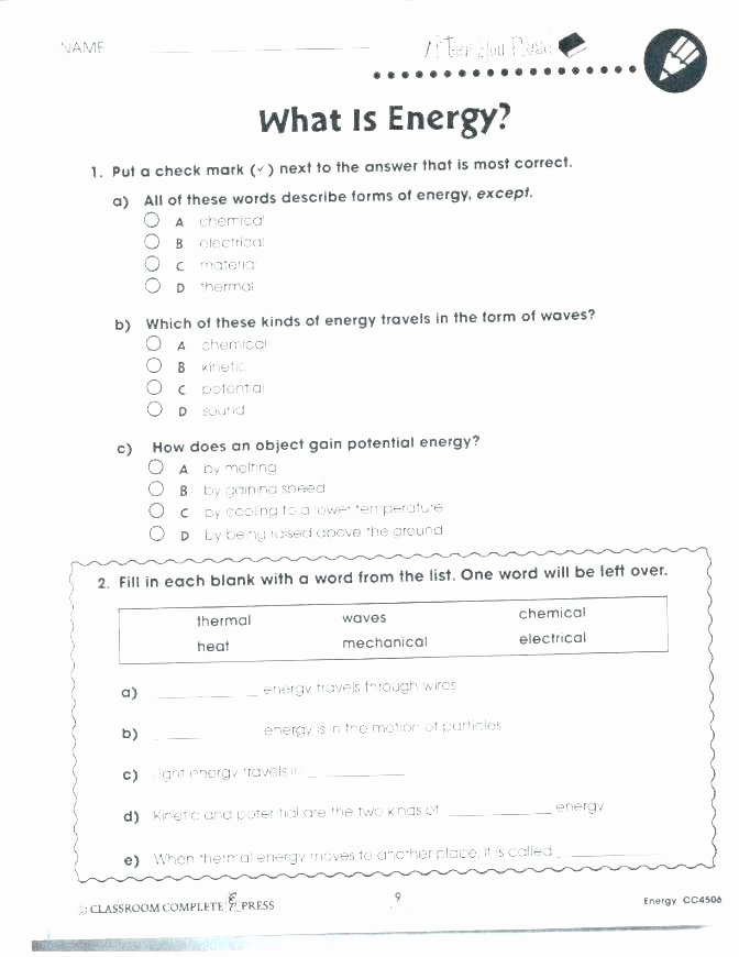 Energy Worksheets for 3rd Grade sound Energy Worksheets for Grade Energy Conversion