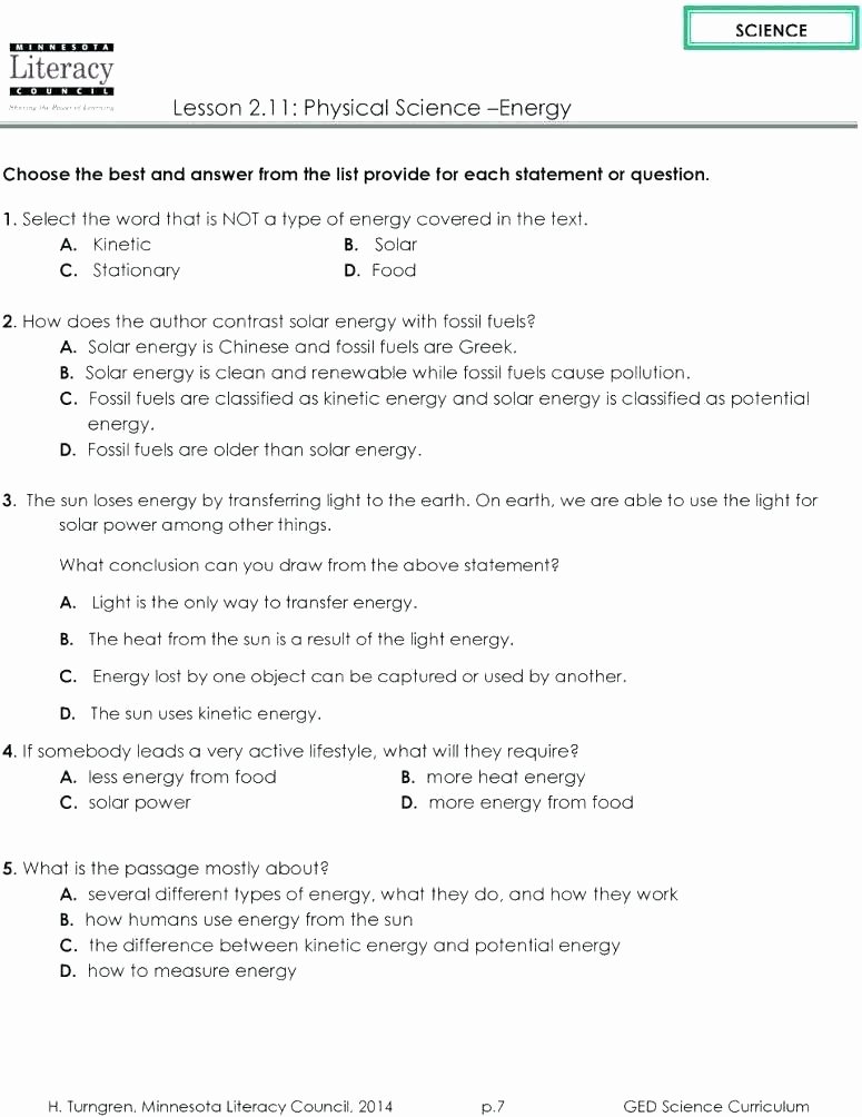 Energy Worksheets for 4th Grade Science Energy Worksheets – Petpage