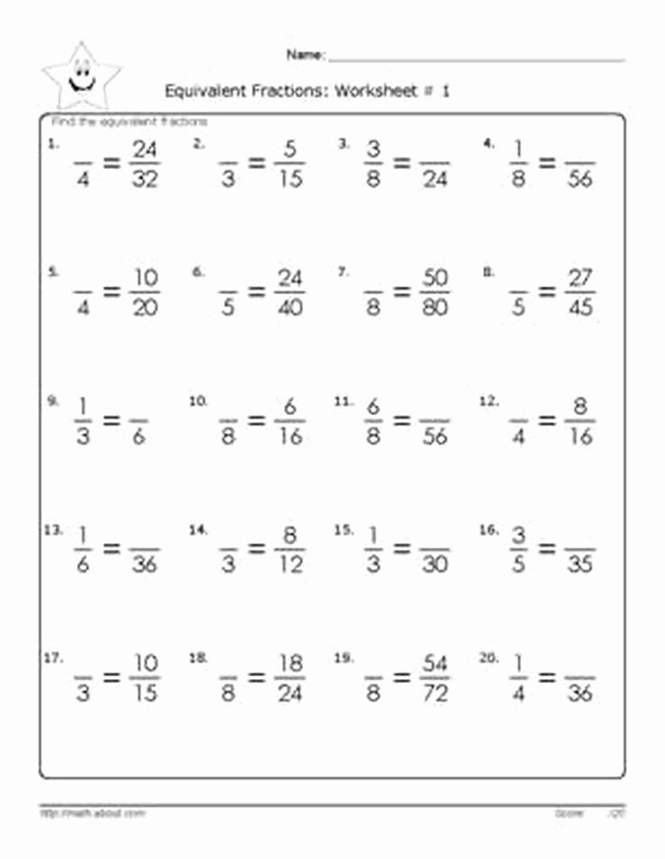 Equivalent Fraction Worksheets 5th Grade Equivalent Fraction Worksheets