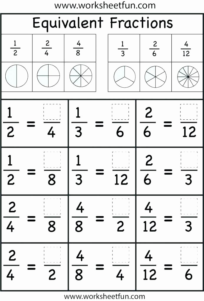 Equivalent Fractions Coloring Worksheet Fourth Grade Subtraction Worksheets