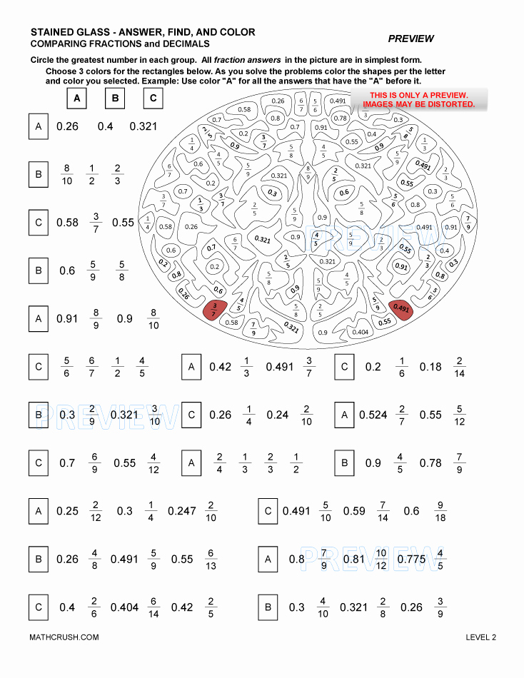 Equivalent Fractions Coloring Worksheet Worksheets by Math Crush Fractions