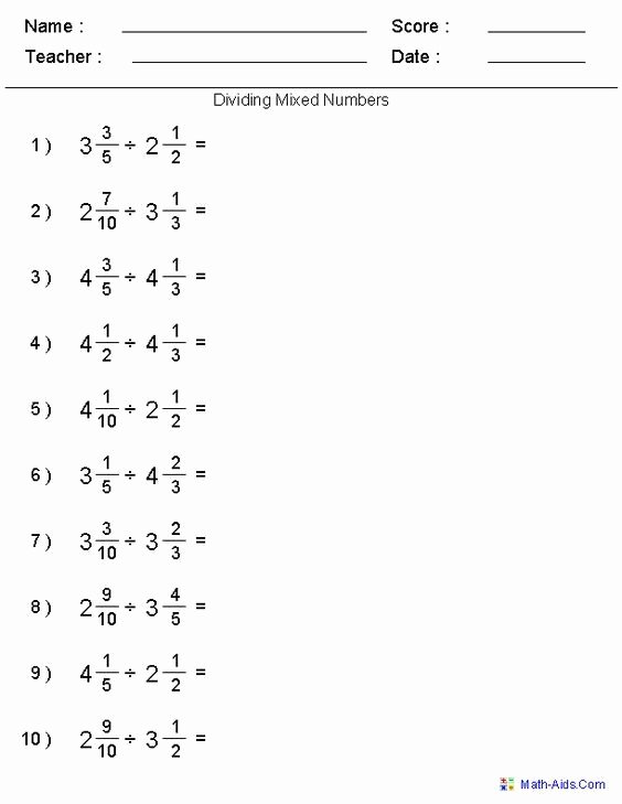 Equivalent Fractions Worksheets 5th Grade Dividing Mixed Numbers Fractions Worksheets