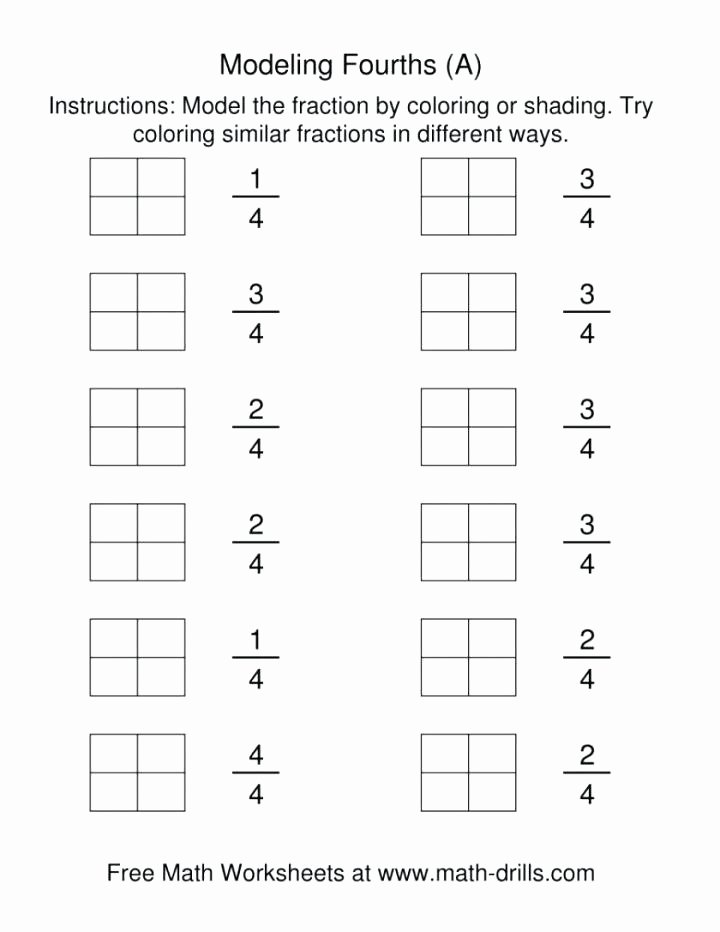 Equivalent Fractions Worksheets 5th Grade Model Fourths Color Pin Coloring Tions Worksheet Worksheets