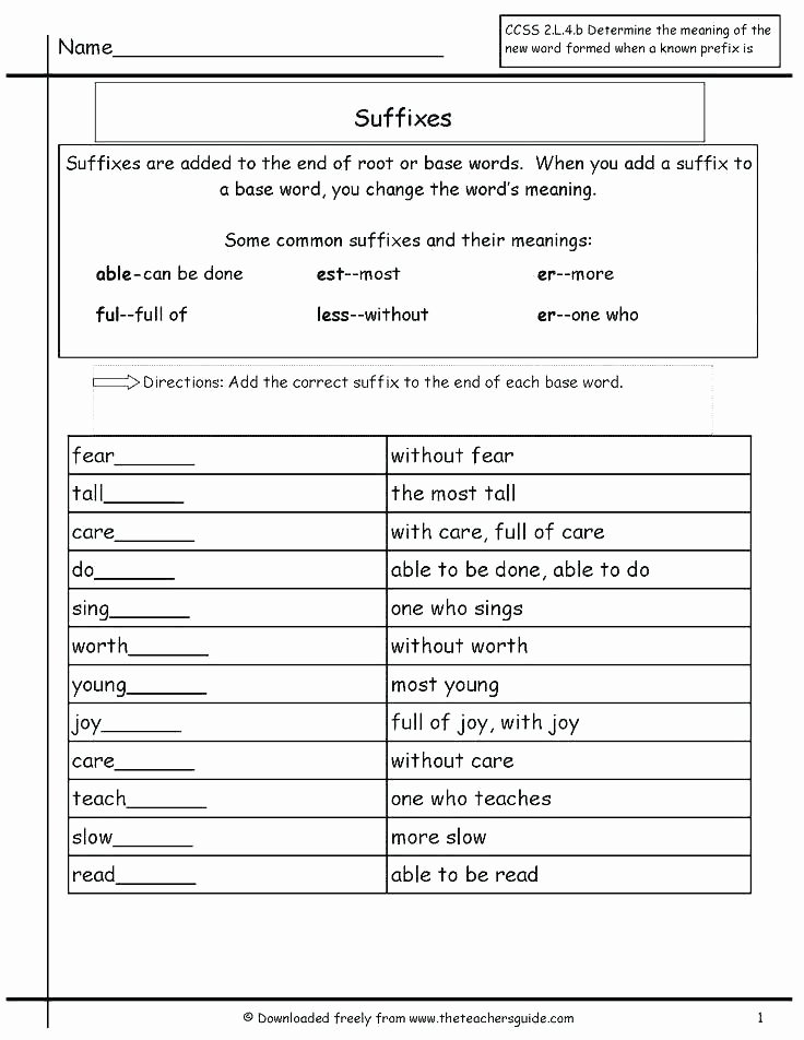 Er Est Worksheets 2nd Grade Prefix Worksheets 2nd Grade Free Printable Prefix Suffix