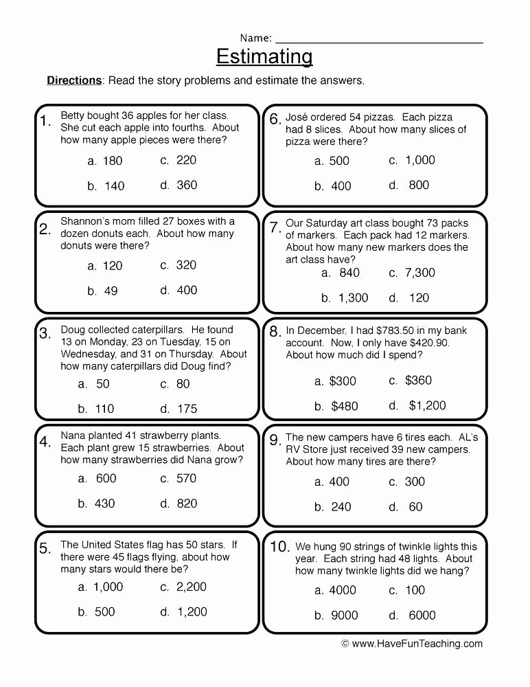 Estimate Sums and Differences Worksheets Ballpark Estimate Worksheets – Uasporting