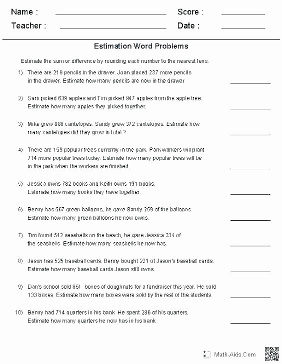 Estimating Differences Worksheets Estimating Quotients Worksheets 5th Grade