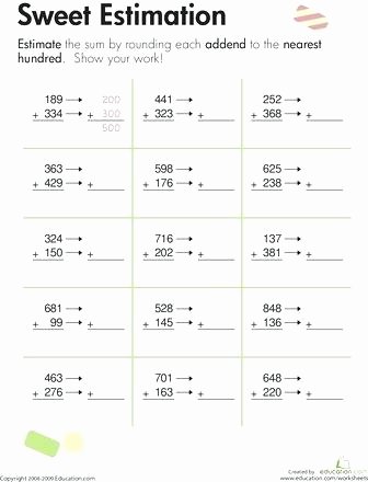 Estimating Numbers Worksheets Rounding Sweet Estimation Math Worksheets Third Grade 4th