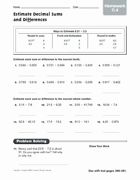 Estimating Products Worksheets 4th Grade Rounding Worksheets Math Estimating whole Estimation 4th
