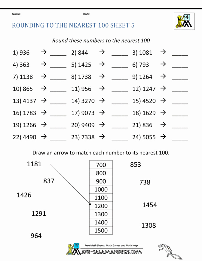 Estimating Word Problems 3rd Grade Rounding Numbers Worksheets to the Nearest 100 3rd Grade