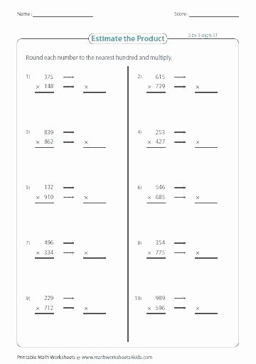 Estimation Worksheet 3rd Grade Math Rounding Worksheets Printable to Nearest Numbers Grade