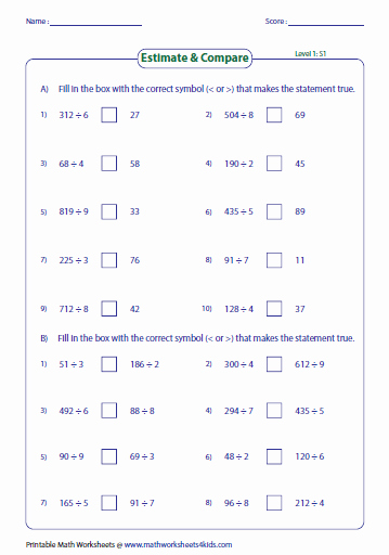 Estimation Worksheets 3rd Grade Multiplication Using Estimation Worksheets