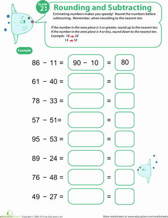 Estimation Worksheets for 3rd Grade Speedy Rounding and Subtracting 7 Math