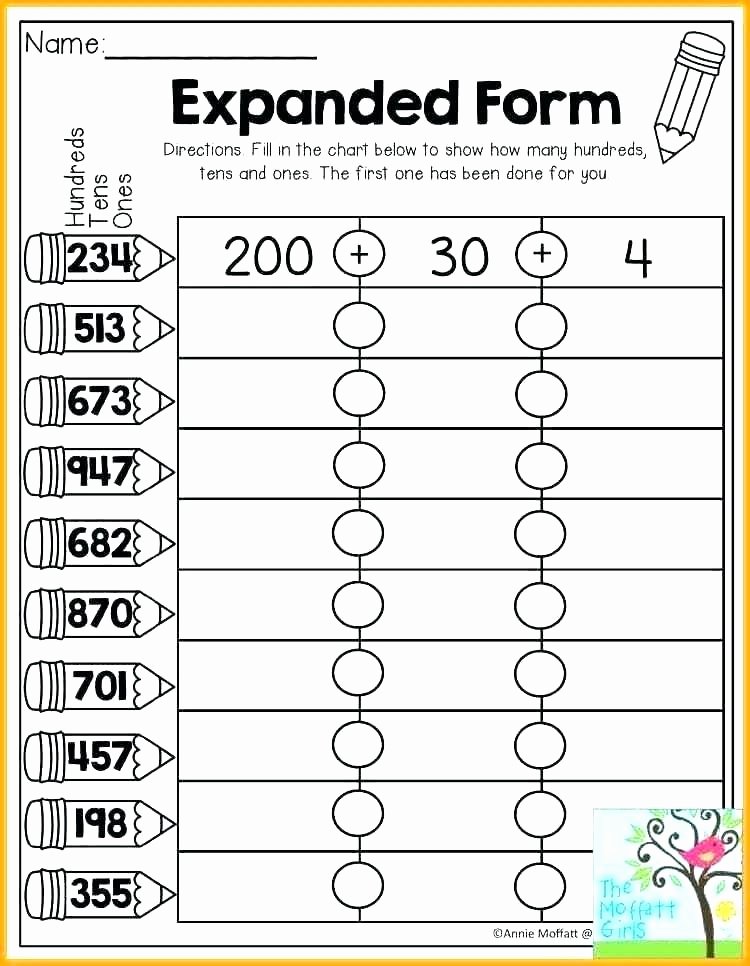 Expanded form with Exponents Worksheet Math Worksheets Grade 3 Place Value – originalpatriots