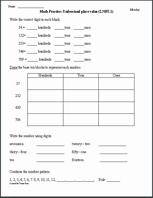 Expanded form Worksheets 1st Grade Tens and Ones Place Value Worksheet – Espace Verandas