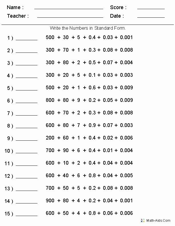 Expanded form Worksheets 5th Grade Place Value Practice – Benaqiba