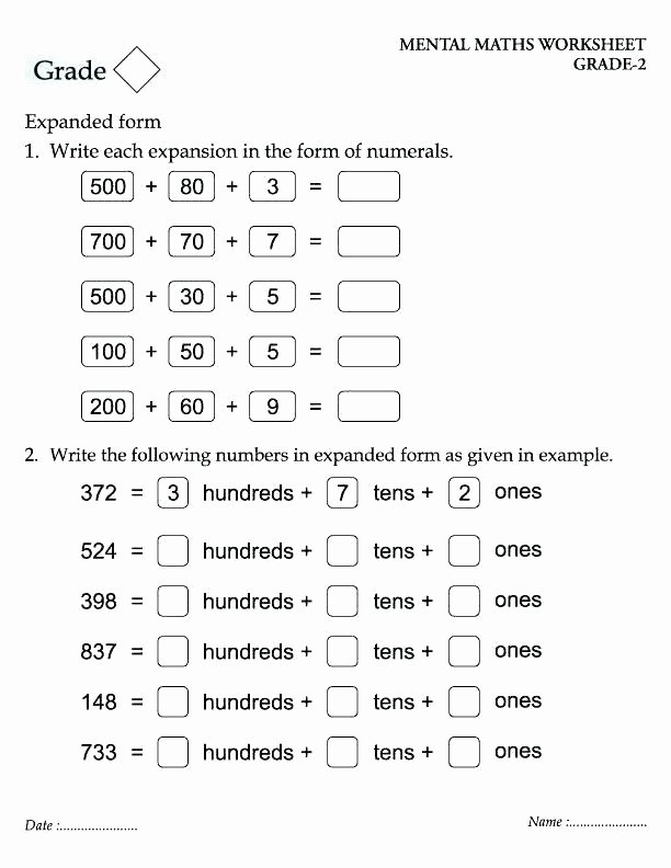 Expanded form Worksheets Second Grade 2nd Grade Math Expanded form Worksheets Second for