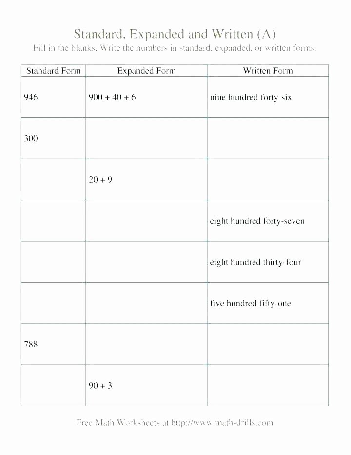 Expanded form Worksheets Second Grade Standard form Worksheet – Propertyrout