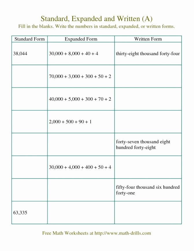 Expanded Notation with Decimals Worksheets Converting Between Standard Expanded and Written forms 5
