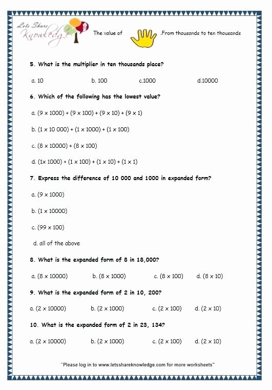 worksheet 7 expanded form of 4 and 5 digit numbers printable worksheets writing 3 in 2nd grade maths for n