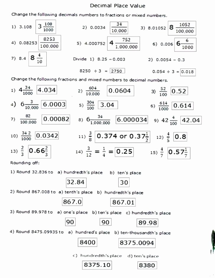 Expanded Notation with Decimals Worksheets Expanded Notation Worksheets for Grade Best Place Value form