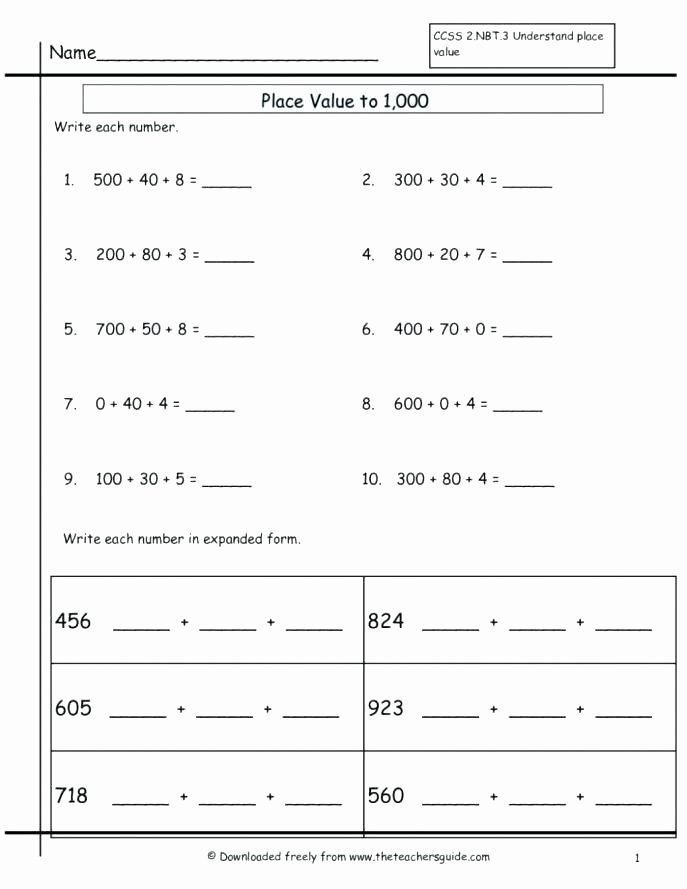 Expanded Notation with Decimals Worksheets Place Value Expanded form Worksheets