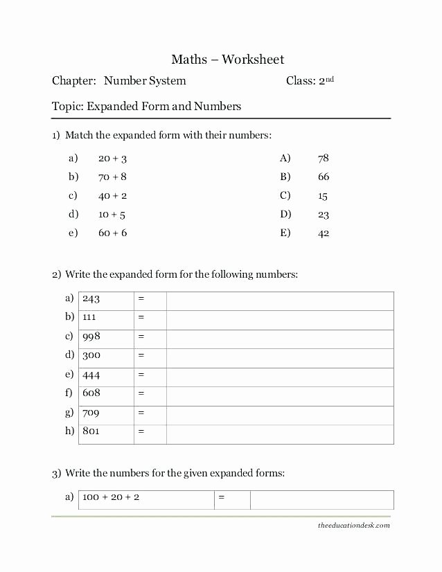 Expanded Notation Worksheets 3rd Grade 3rd Standard Maths Worksheets