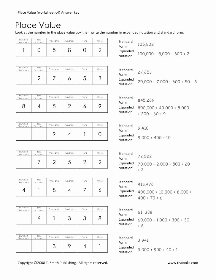 Expanded Notation Worksheets 3rd Grade Decimal Place Value Worksheets with Answers