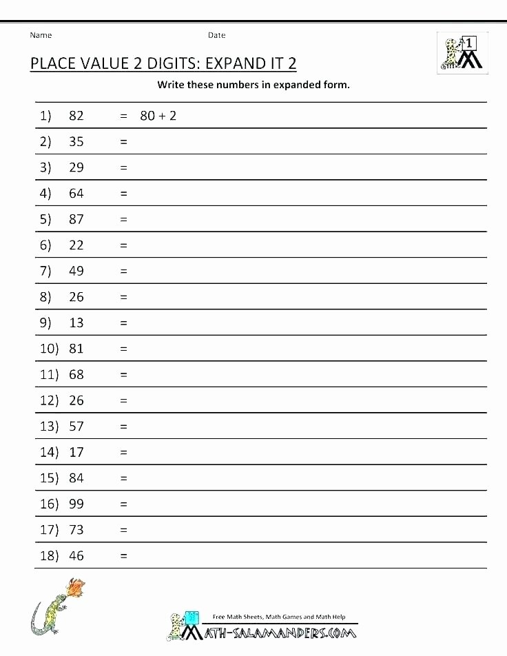 Expanded Notation Worksheets Hundreds Place Value Worksheet 3 Two Digit Numbers at 2