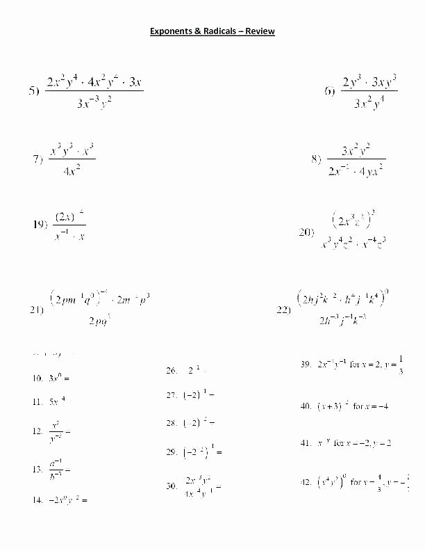 Exponents Worksheets 6th Grade Pdf order Of Operations with Exponents Worksheets