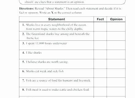 Fact V Opinion Worksheet Difference Between Fact and Opinion Worksheets
