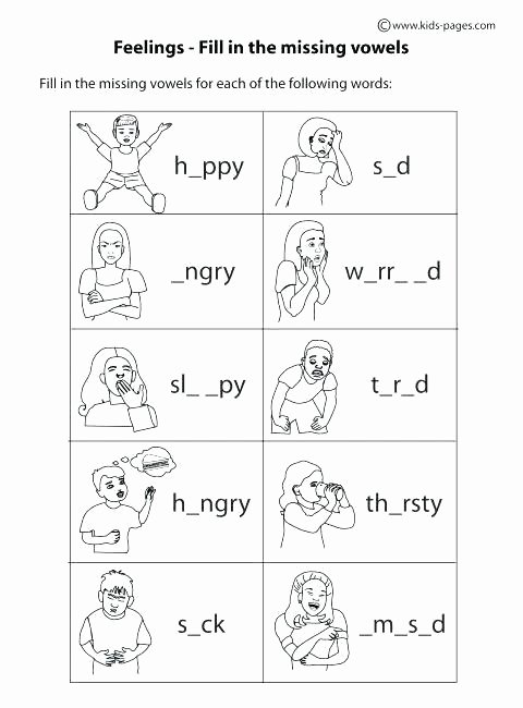 Feelings and Emotions Worksheets Printable Emotions Worksheets for Kindergarten