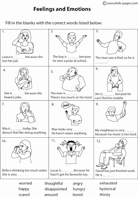 Feelings Worksheets for Preschoolers Emotions Worksheets for Kids