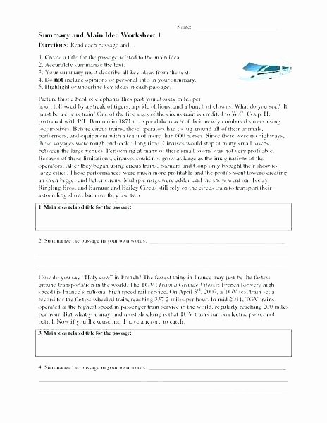 Finding the Main Idea Worksheet Free 5th Grade Main Idea Worksheets