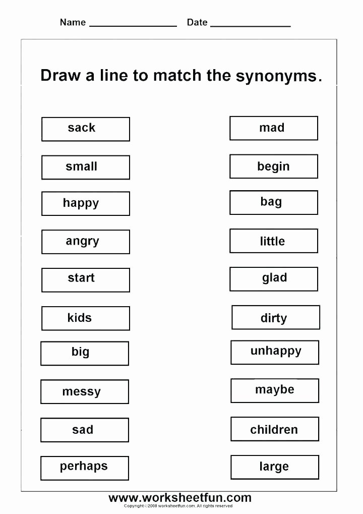 First Grade Antonyms Worksheet Free Antonym Worksheets for 2nd Grade