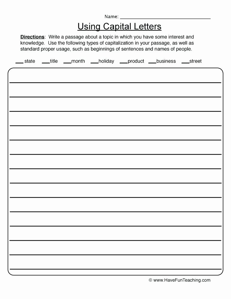First Grade Capitalization Worksheets Inspirational Match the Sentence and Punctuation 6th Grade Capitalization