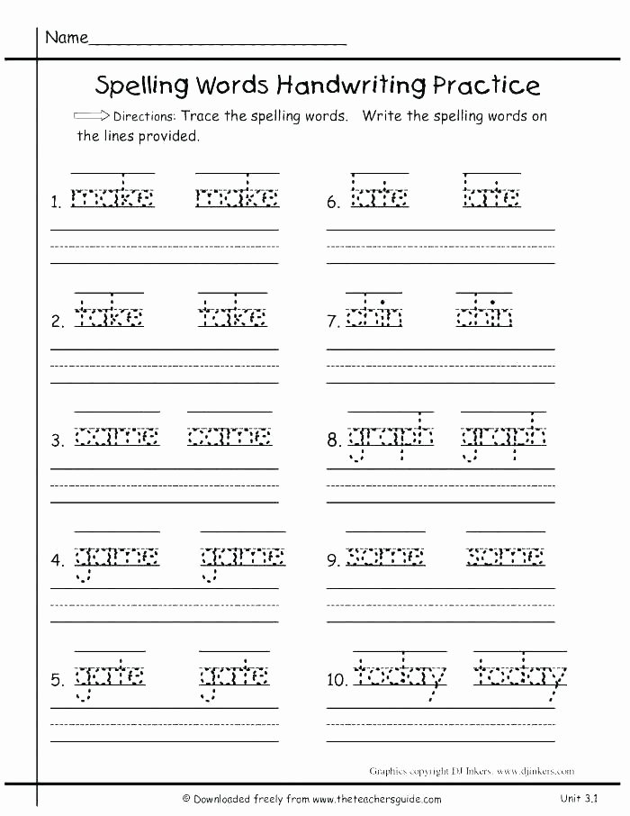 First Grade Spelling Words Worksheets Grade One Spelling Worksheets