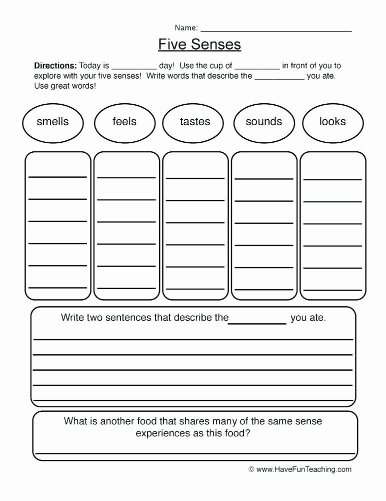 Five Senses Worksheets Preschool New Five Senses Kindergarten Free Worksheets for Preschoolers 5