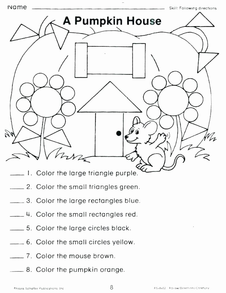 Following Directions Coloring Worksheet Following Directions Worksheets for Grade 2 Brilliant Ideas